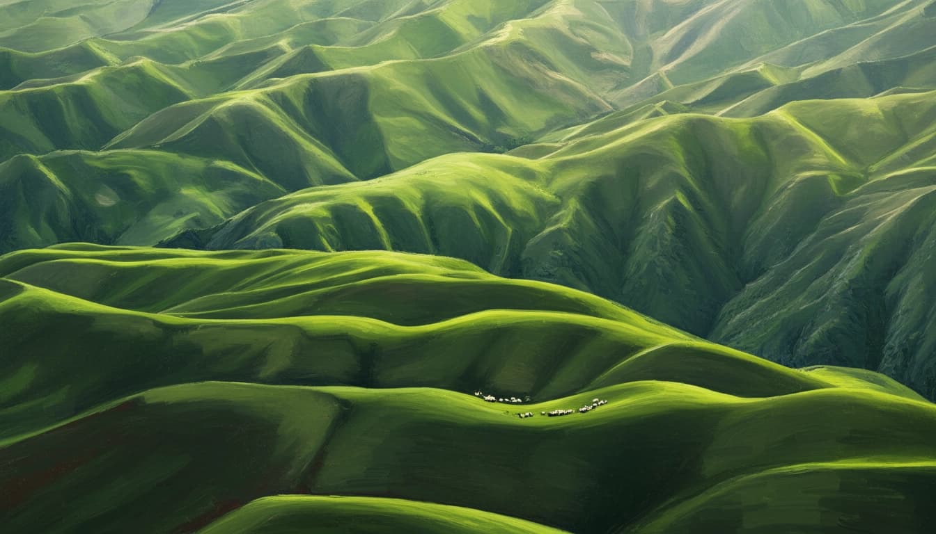 Grönt landskap som symboliserar vårt hållbarhetsåtagande