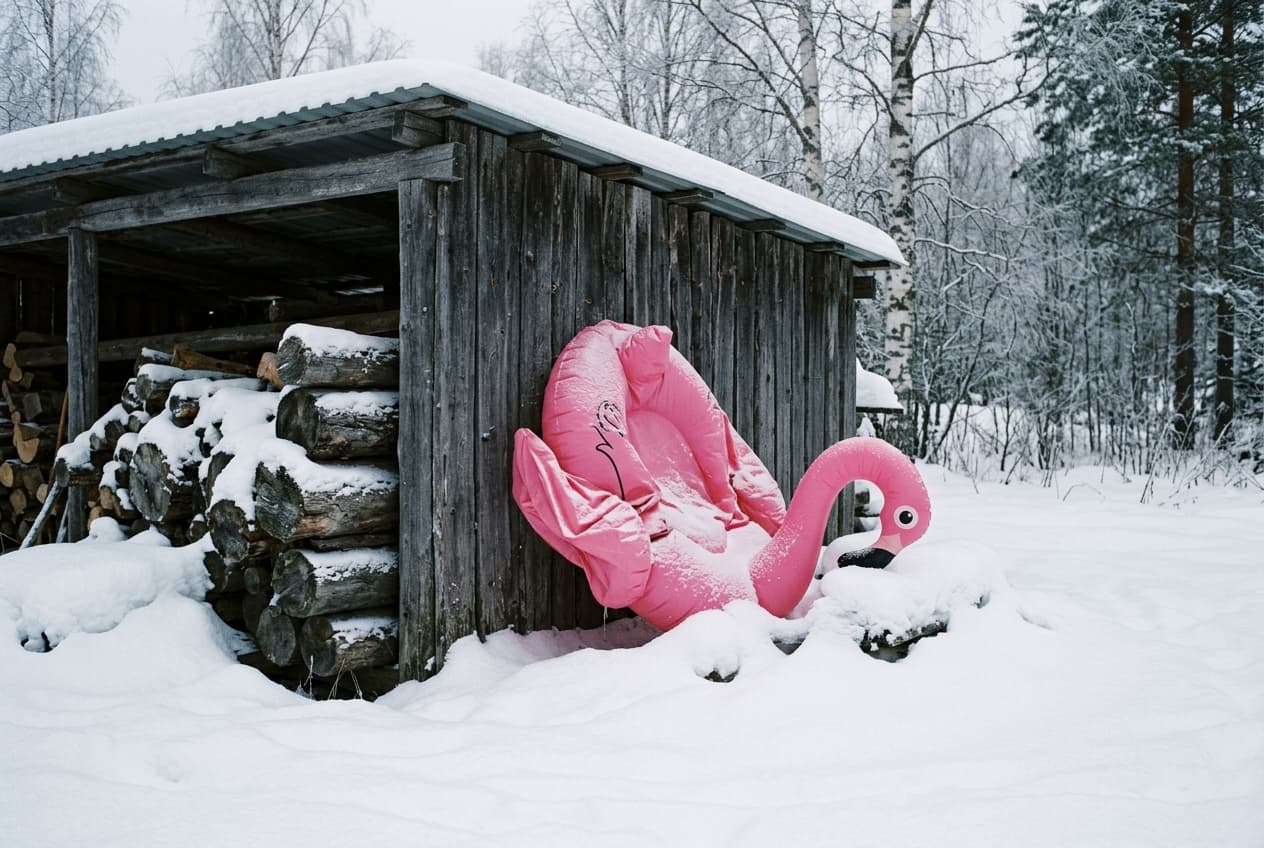 Flamingo i snön